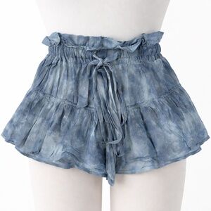 BLUE LIFE High Waist Paper Bag Tie Dye Flutter Rare Shorts SIZE SMALL